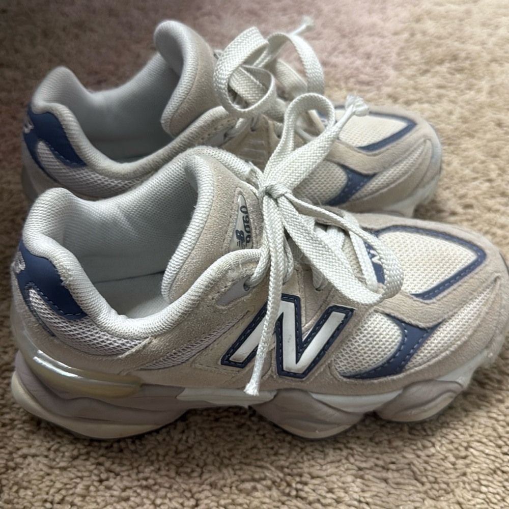 New Balance 9060 Kids White and Grayish-Blue Slippers Size 13